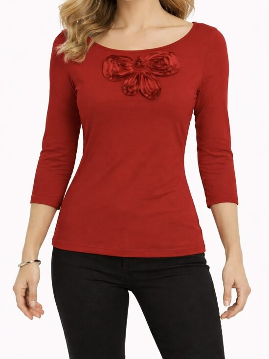 LOFT Tops - Ann Taylor LOFT red top with flower applique size small women